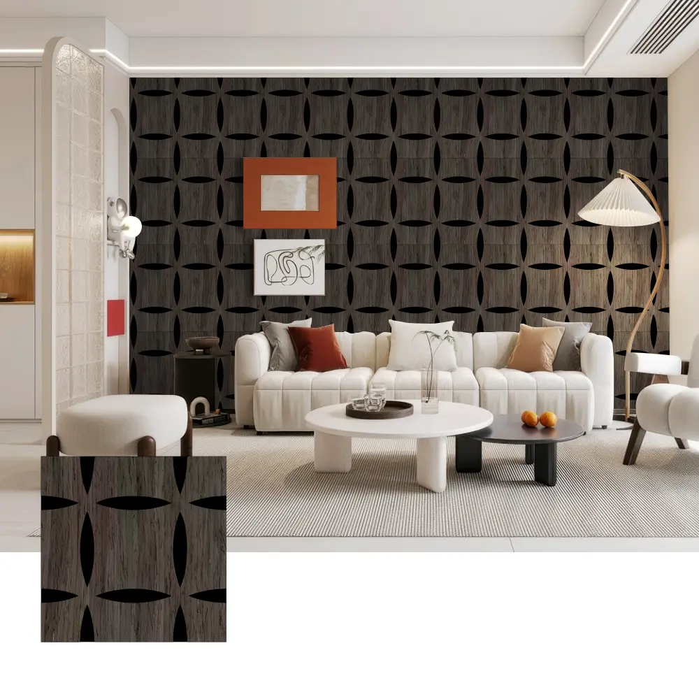 បន្ទះជញ្ជាំងសូរស័ព្ទឈើ 3D សម្រាប់ការតុបតែងខាងក្នុង