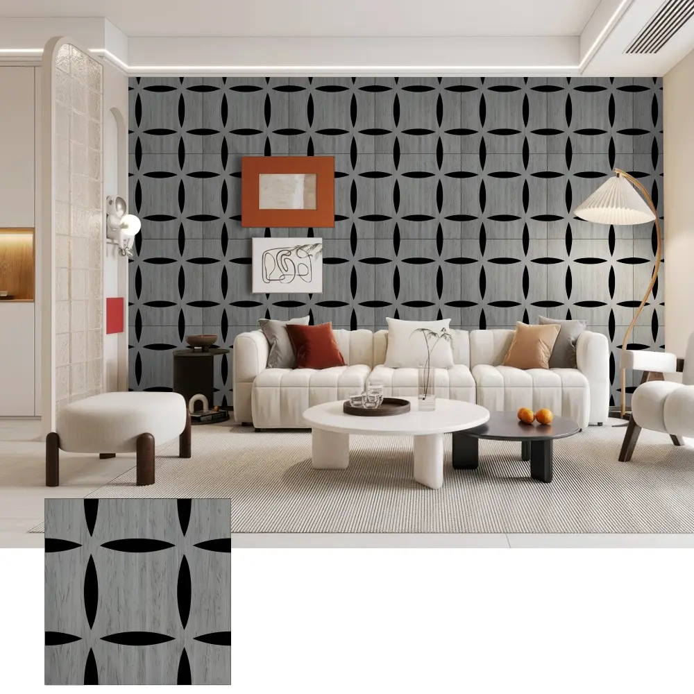 បន្ទះជញ្ជាំងសូរស័ព្ទឈើ 3D សម្រាប់ការតុបតែងខាងក្នុង