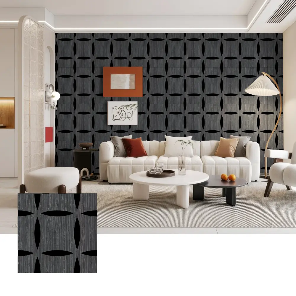 បន្ទះជញ្ជាំងសូរស័ព្ទឈើ 3D សម្រាប់ការតុបតែងខាងក្នុង