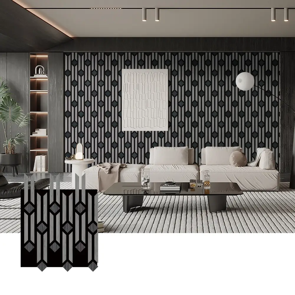 បន្ទះឈើសូរស័ព្ទ 3D បែបសិល្បៈសម្រាប់ការតុបតែងជញ្ជាំង