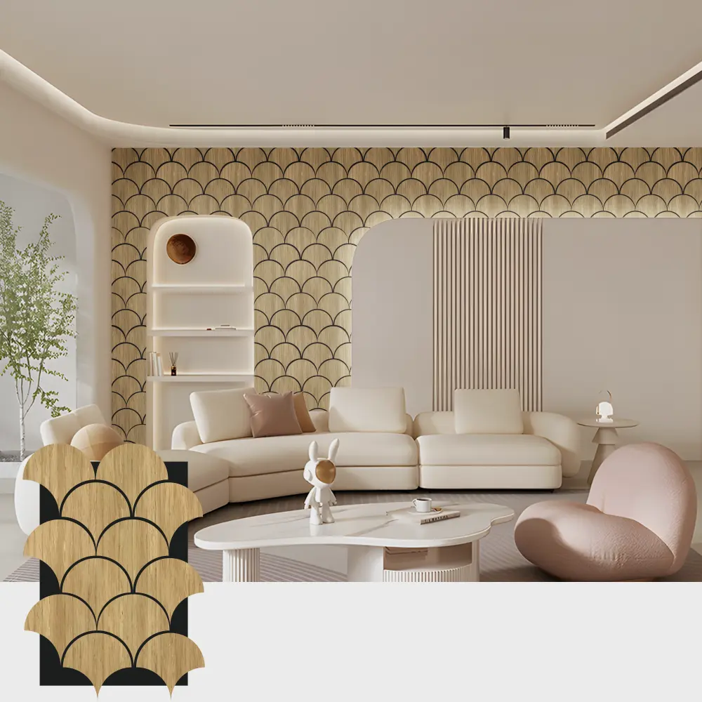 បន្ទះសូរស័ព្ទឈើ Grooved សម្រាប់ចន្លោះខាងក្នុង