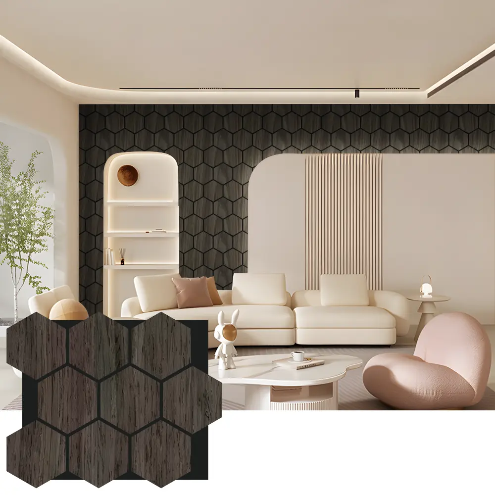Hexagon Acoustic Wood Wall Panels សម្រាប់ការរចនាខាងក្នុង