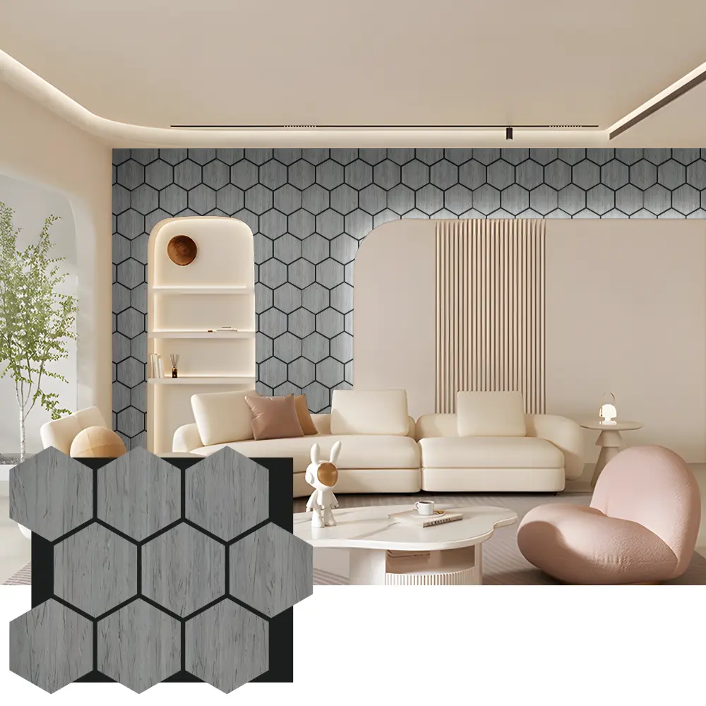 Hexagon Acoustic Wood Wall Panels សម្រាប់ការរចនាខាងក្នុង