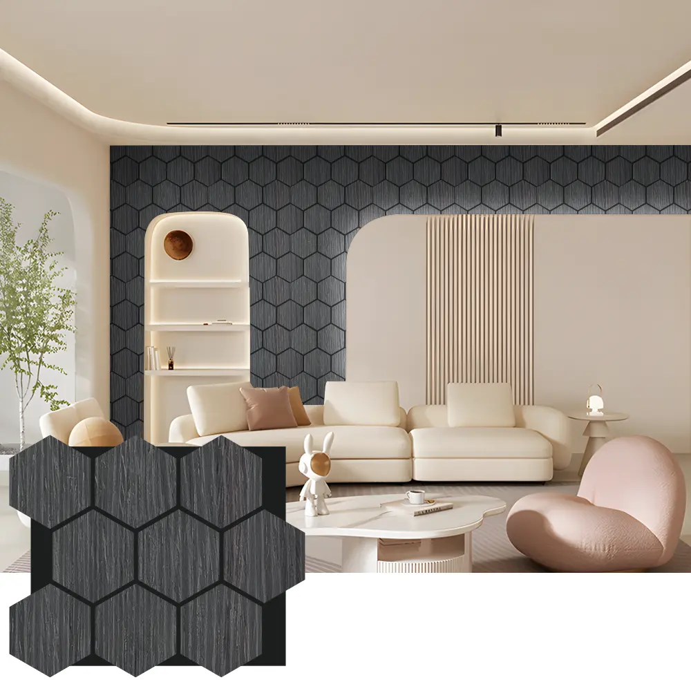 Hexagon Acoustic Wood Wall Panels សម្រាប់ការរចនាខាងក្នុង