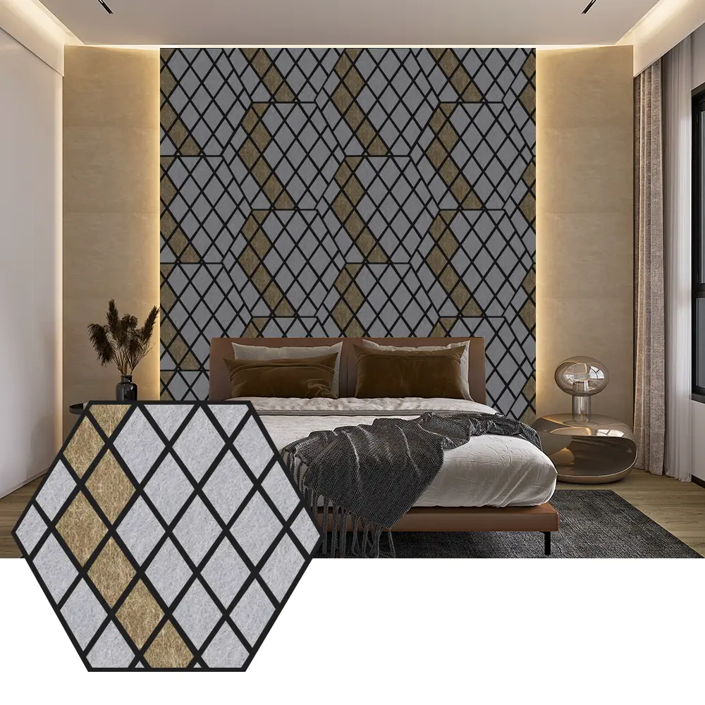 Hexagon PET Acoustic Panels សម្រាប់ការរចនាជញ្ជាំងទំនើប