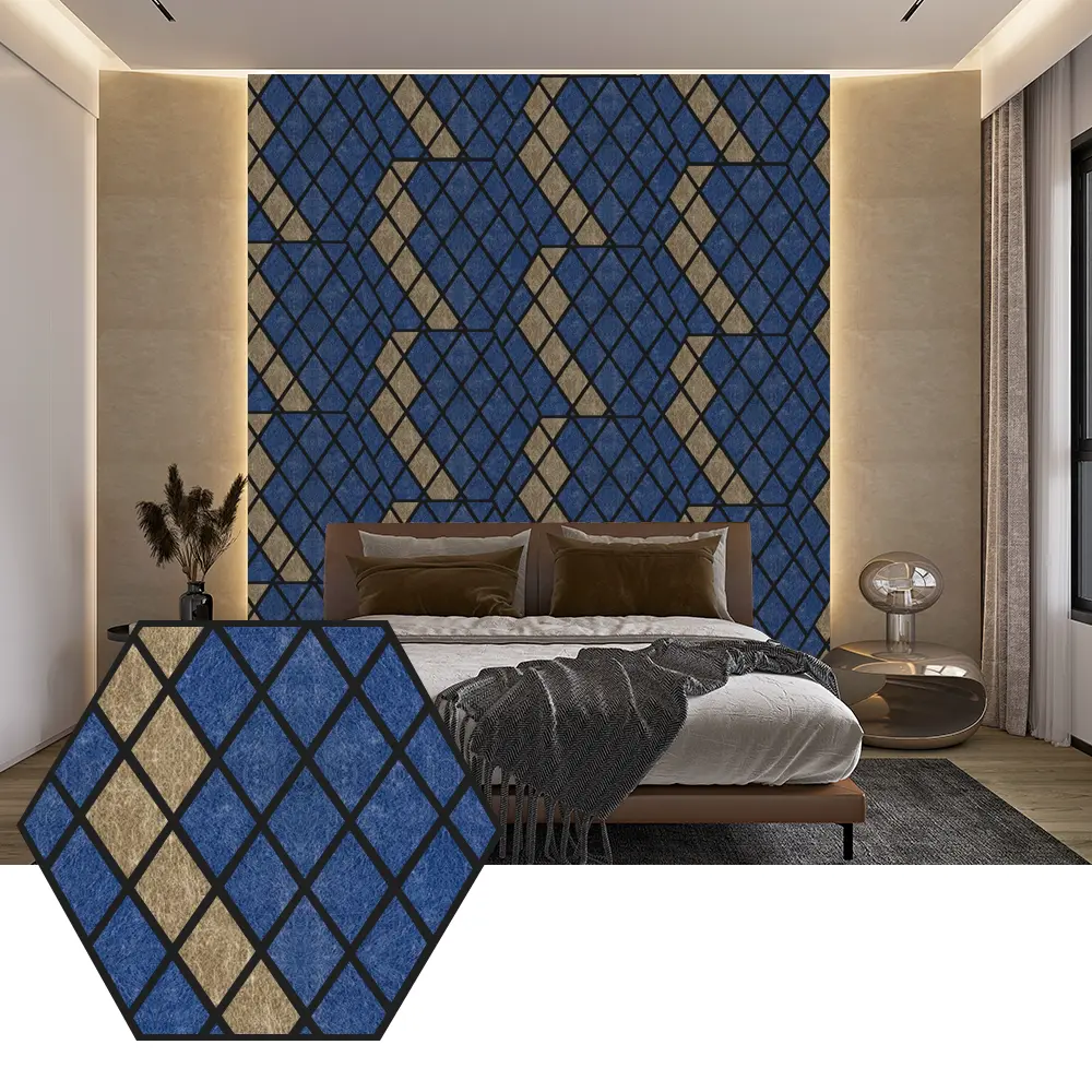Hexagon PET Acoustic Panels សម្រាប់ការរចនាជញ្ជាំងទំនើប