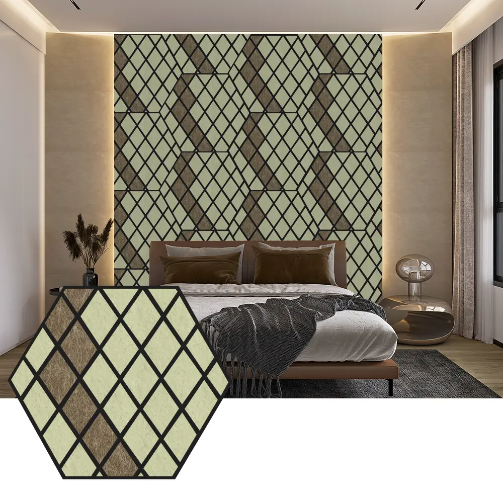 Hexagon PET Acoustic Panels សម្រាប់ការរចនាជញ្ជាំងទំនើប