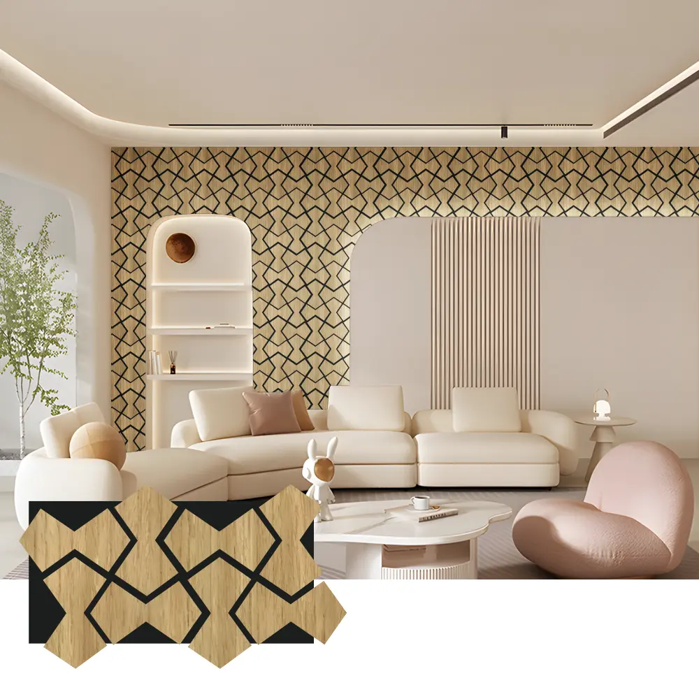 បន្ទះក្តារសូរស័ព្ទ Oak Wood សម្រាប់ជញ្ជាំង និងពិដាន