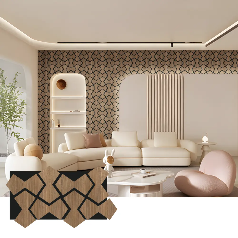 បន្ទះក្តារសូរស័ព្ទ Oak Wood សម្រាប់ជញ្ជាំង និងពិដាន