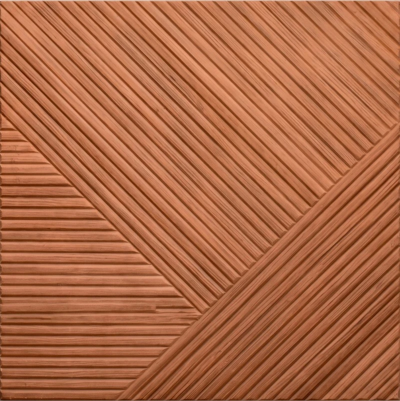 Wonear បន្ទះ 3D UV-Printed Grooved PET Teak Chevron Panel Wonear បន្ទះ 3D UV-Printed Grooved PET Teak Chevron Panel