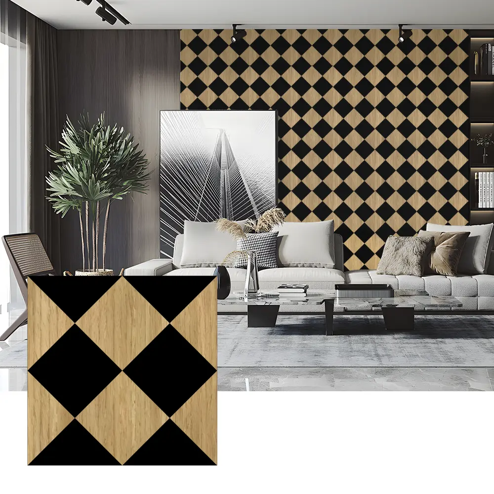 Wood Veneer Acoustic Panels សម្រាប់ការតុបតែងជញ្ជាំងបន្ទប់គេង Wood Veneer Acoustic Panels សម្រាប់ការតុបតែងជញ្ជាំងបន្ទប់គេង