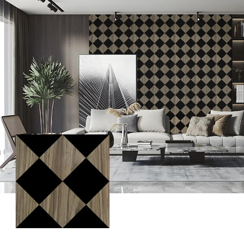 Wood Veneer Acoustic Panels សម្រាប់ការតុបតែងជញ្ជាំងបន្ទប់គេង