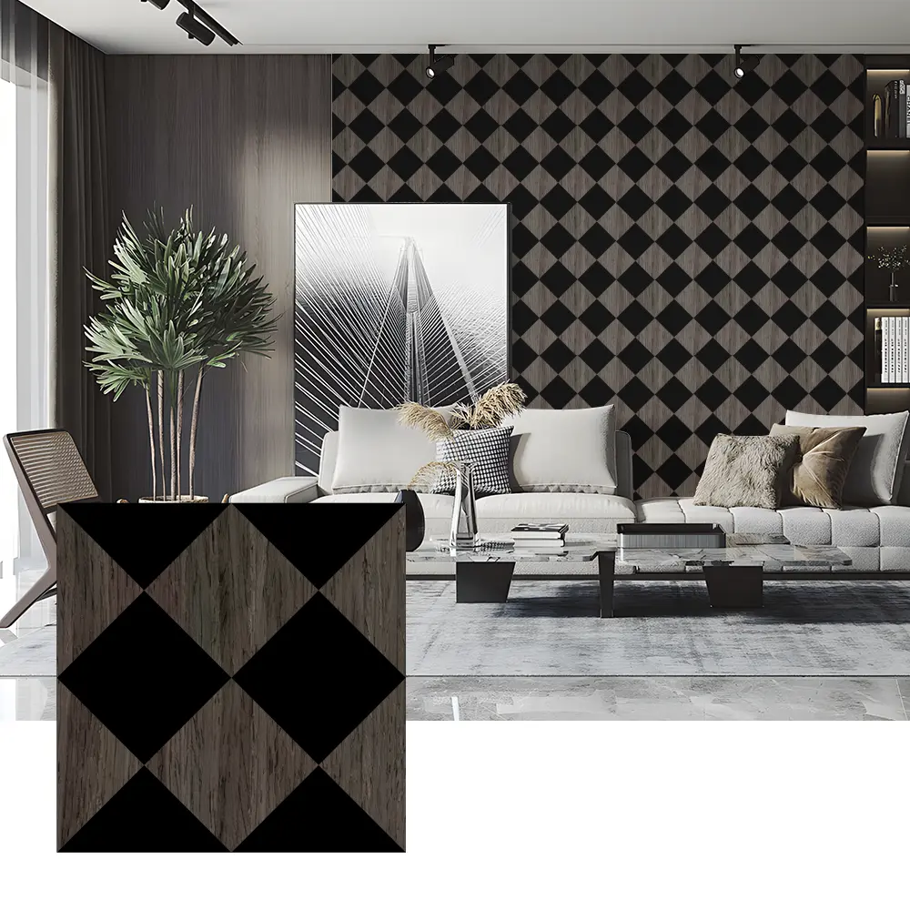 Wood Veneer Acoustic Panels សម្រាប់ការតុបតែងជញ្ជាំងបន្ទប់គេង
