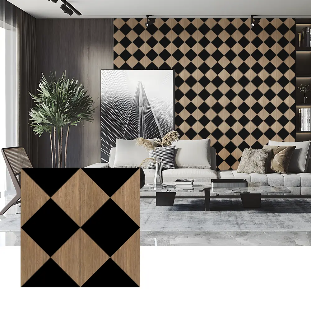 Wood Veneer Acoustic Panels សម្រាប់ការតុបតែងជញ្ជាំងបន្ទប់គេង